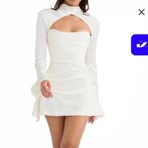 House of CB White Long Sleeve Cutout Dress